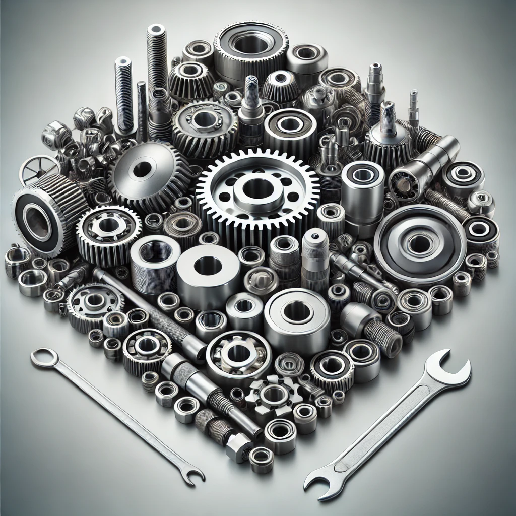DALL·E 2024-12-17 00.27.12 - A professional and visually appealing thumbnail featuring various mechanical spare parts arranged neatly on a clean, industrial-style background. Incl